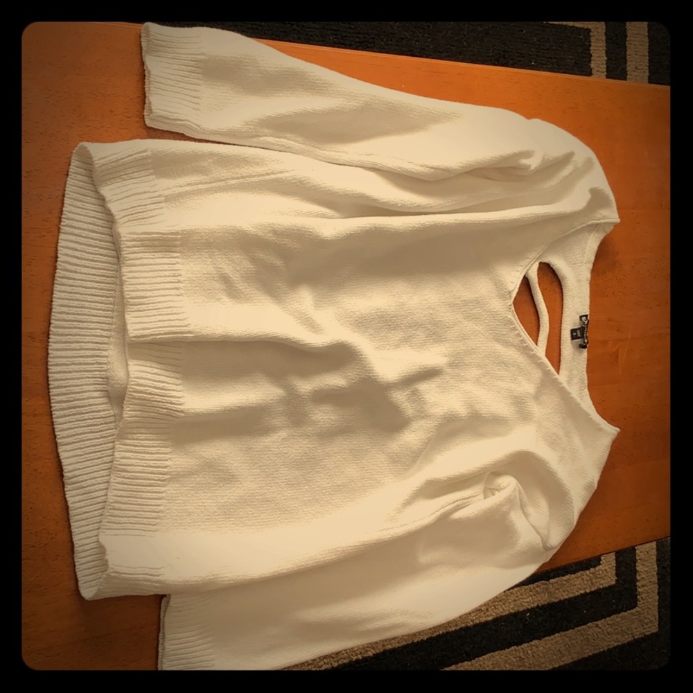 White open back sweater
